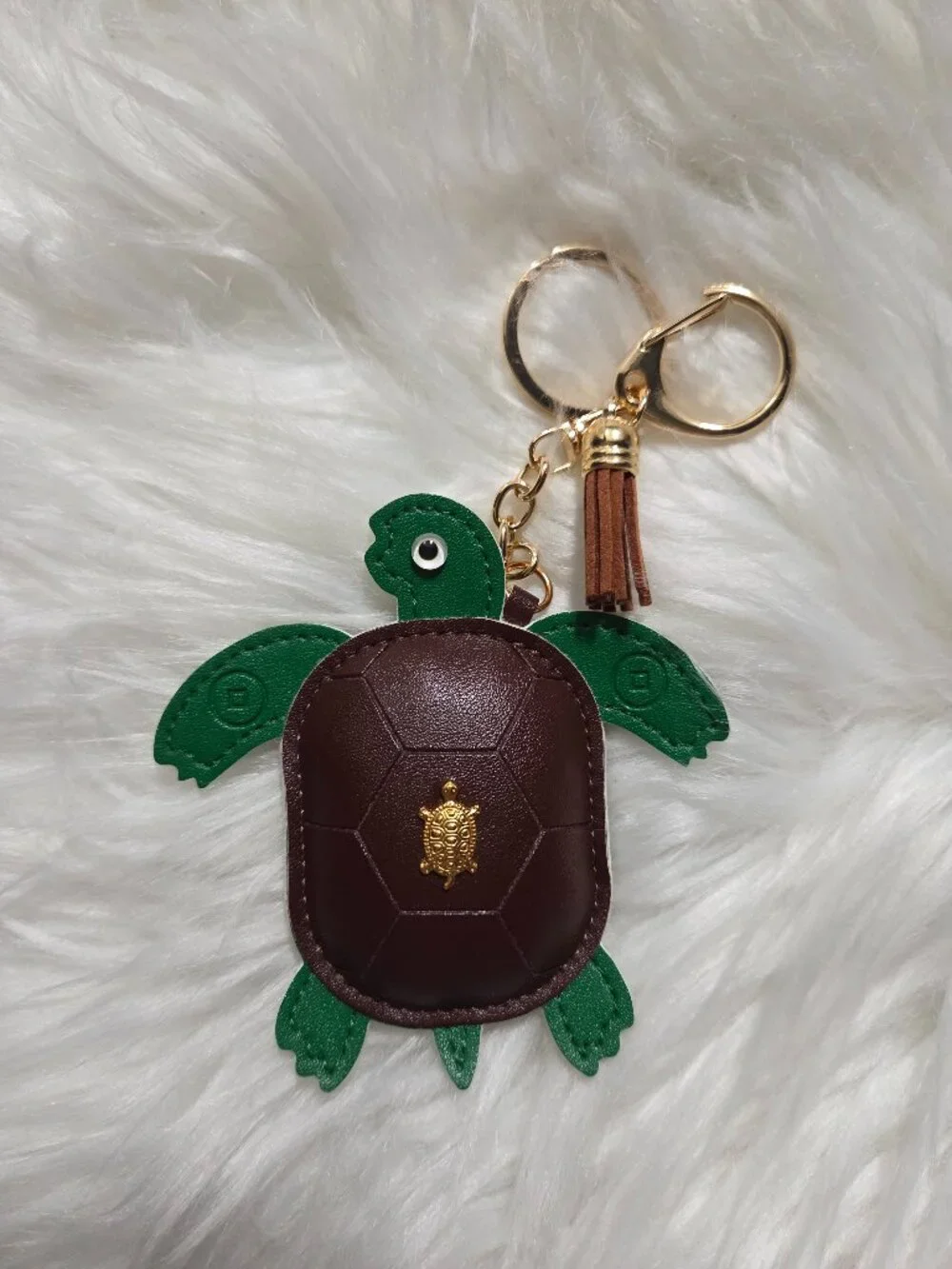 Faux Leather Turtle Keychain